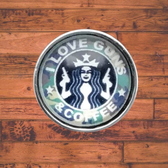 Snap Button Jewelry - I Love Coffee & Guns Snap Button